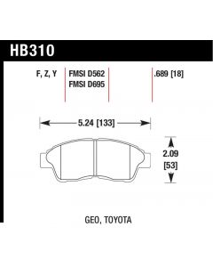 Hawk Performance Disc Brake Pad Toyota Front- HB310Z.689