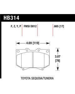 Hawk Performance Disc Brake Pad Toyota Front- HB314F.665
